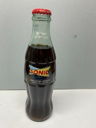 Htf 1999 8 Oz Sonic Coca - Cola Bottle - 2000 Store Opening - Oklahoma City -
