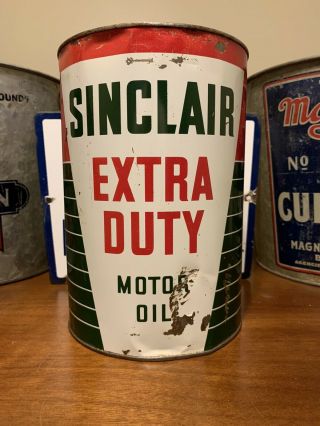 Vintage Sinclair Extra Duty 5 Quart Oil Can Metal Empty