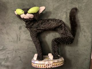 Vintage Gemmy Animated Fraidy Cat Halloween Black Alley Cat 2003 Needs Work