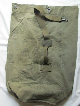Ww2 1944? Us Army O.  D.  Cotton Canvas Duffle Bag - Named & Service Number
