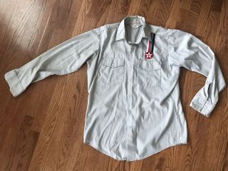 Vintage Texaco Gas Station Attendant Uniform Shirt W/ Patch Gas And Oil