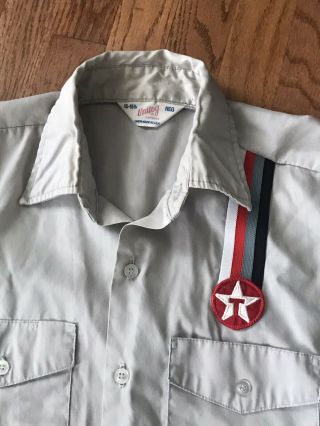 Vintage Texaco Gas Station Attendant Uniform Shirt W/ Patch Gas And Oil 2