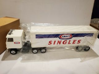 Vintage Ertl Metal Semi Truck Tractor Trailer Toy Kraft Singles White 18.  5 "