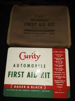 Vintage Curity Automobile First Aid Kit Bauer & Black Circa 1954,