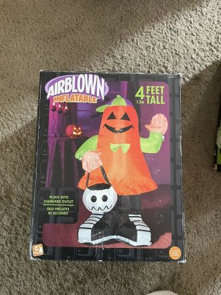 Gemmy Airblown Inflatable Halloween 2005 4 Foot Feet Pumpkin Ghost