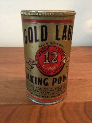 Antique Vintage Gold Label Baking Powder Tin Advertising Can