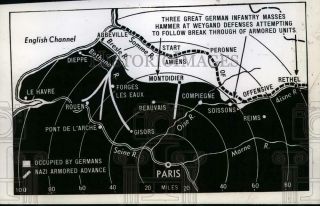 1940 Press Photo Map Of The German Battle Of France Of Infantry Advances