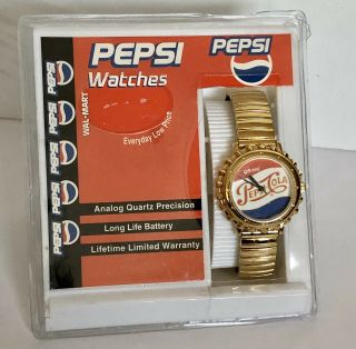 Vtg Pepsi Cola Watch Soda Advertising Bottle Cap Nos Gold Tone Htf Needs Battery