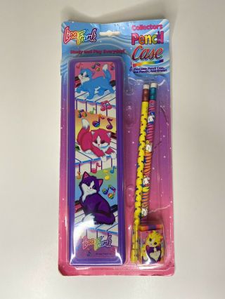 Vintage Lisa Frank Collectors Cats Pencil Case W/pencils And Eraser Open Package