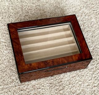 Real Wood And Glass Front Pen Display Box - Cherry