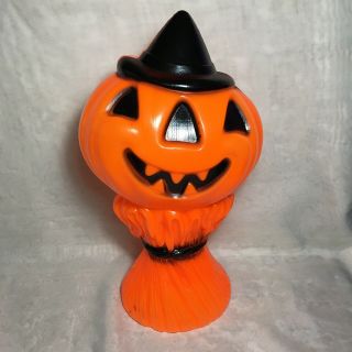 Vintage Empire Plastics Corp Blow Mold Halloween Pumpkin Scarecrow Light