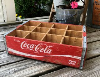 Vintage Crate Cola Coca Wooden Red Coca - Cola Wood 12 Bottle Coke Case Soda