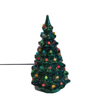 Vintage Ceramic Christmas Tree Light Up Decoration 9 " Hand Painted 1975