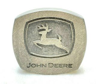 John Deere Brushed Aluminum Hitch Plug Cover Metal Square Logo Trailer Flat