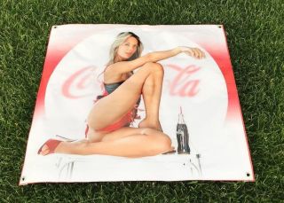 Coca Cola Poster Glass Bottle Girl Banner Bikini Cap Sign Soda Photo Model A26