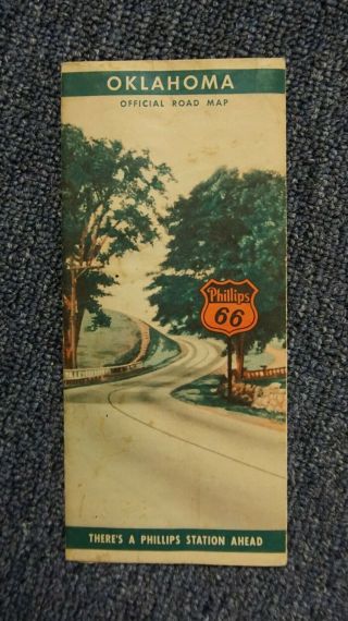 Vintage 1940 Phillips 66 Oil Company Road Map Of Oklahoma -