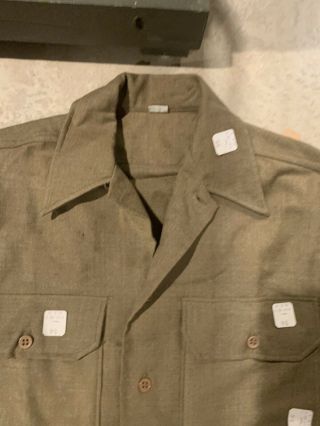Ww2 Unissued W/ Cutter Tags Us Hbt Shirt Size 14 1/2 X 33 Dress Od 1943
