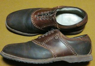 Vtg Footjoy Premiere Classics Dry Leather Usa Handcrafted 12d Spikeless Shoes