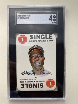 1968 Topps Game 4 Hank Aaron Baseball Card.  Graded Sgc 4