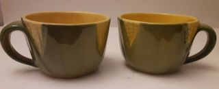 Vintage Shawnee Pottery Corn Pitcher 71 And 2 Corn Cups 90 3