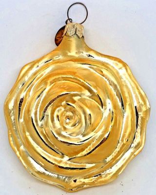 Vintage Christopher Radko Yellow Rose Of Texas Sparkling Glass Ornament No Box