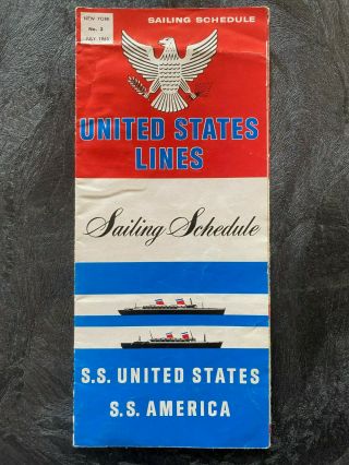 Vintage 1963 / 1964 United States Lines - Sailing Schedule