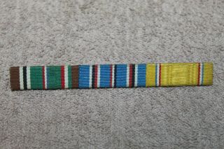 Ww2 " British Made " U.  S.  Army Three Place Uniform Ribbon Bar,  Pin Back