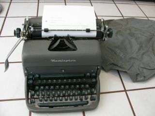 Vintage Remington Rand Typewriter With Green Keys And Cover