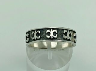 Vintage Sterling Silver Carved Heraldic Design Band Mens Ring Size X 1/2