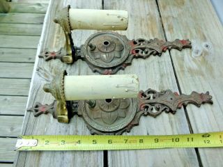 (2) Vtg Antique Switched Ornate Victorian Wall Single Sconce Light Fixtures