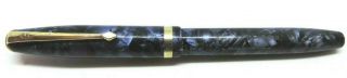 Conway Stewart 85l Fountain Pen Blue Pearl Black Marble 1950`s Broad Band