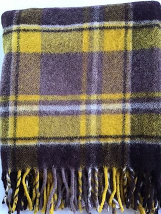Vintage 100 Wool Plaid Blanket 52 X 50 & Stadium Seat Bag Faux Leather Faribo