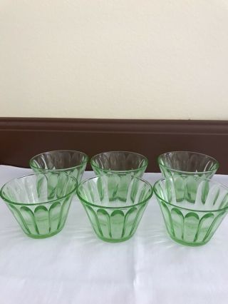 Vintage Hazel Atlas Green Depression Glass 6 Jello/custard Cups,  Petal Design