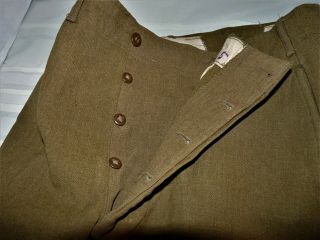 Vtg Early Ww2 Us Army Hbt Button Fly Trousers Olive Green Wool Pants 32x31