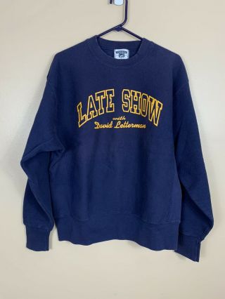 Vintage 90’s Lee Reverse Weave Late Show David Letterman Tv Promo Sweatshirt Usa