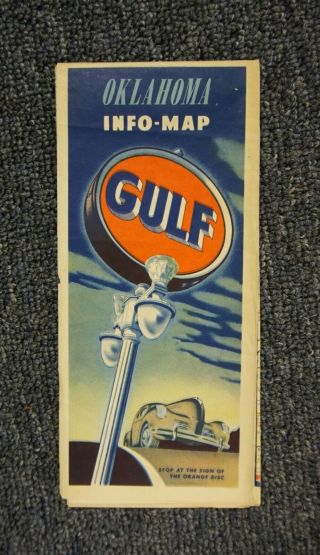 Vintage 1949 Gulf Oil Company Road Map Of Oklahoma -