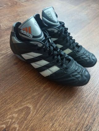 Vintage Adidas Black Leather Mens Football Soccer Boots Size Us 8.  5 Uk 8 Eu 42