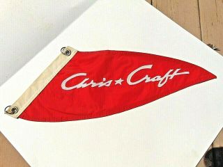 Rare Vintage Chris Craft Boat Advertising Flag Pennant Sign Red White