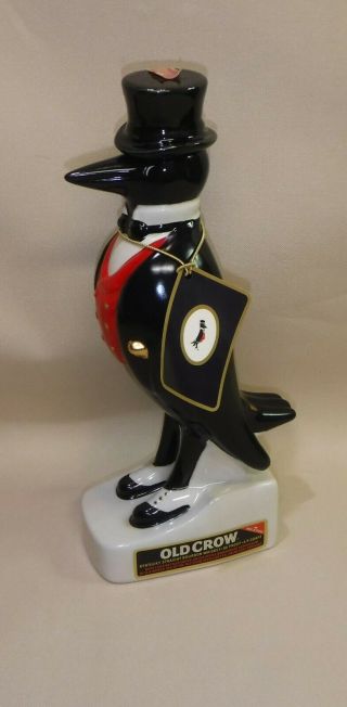 Vintage Old Crow Kentucky Straight Bourbon Whiskey Decanter Crow In Red Vest