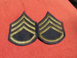 Wwii Us Army Sergeant Sgt Rank Insignia Matched Pair Ssi Shoulder Patch Twill