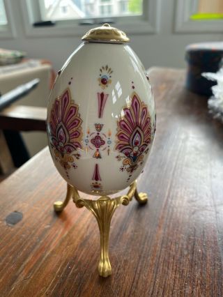 Lenox China Treasures Jeweled Rubyred Egg W/ Stand 1995