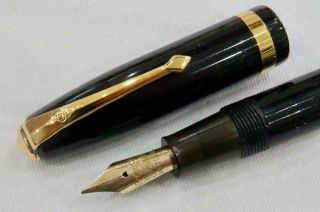 Conway Stewart No.  84 Fountain Pen,  C1957,  Black & Wide Cap Ring Fully Serviced