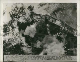 1944 Press Photo Japanese Installations In Mindano Bombed By Us Planes