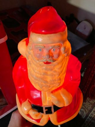 Vintage 17 " Hard Plastic Blow Mold Christmas Santa Table Light Figure