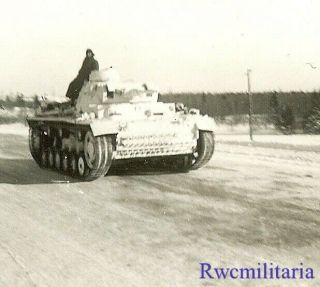 None Better Camo Painted German Pzkw.  Iii Panzer Tank Passing On Winter Road