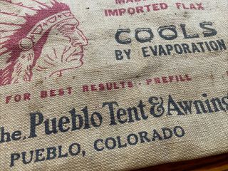 Vintage 1950 ' s Minnequa Canvas Radiator Water Bag Pueblo Tent & Awning Co,  CO 2
