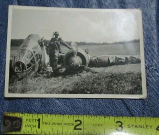 Wwii German Soldier With Downed Russian Bomber Photo Ww2 Aircraft