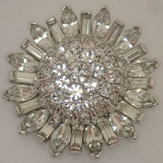 Dazzling Vintage Pennino Rhodium Plate Crystal Rhinestone Pendant Brooch