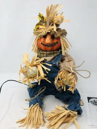 Fiber Optic Pumpkin Head Scarecrow Display 2004 W/ Power Adapter