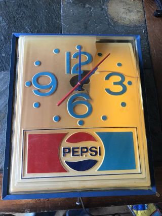 Vintage 1970s Pepsi Cola Lighted Clock Pi - 1354 Sub Shop